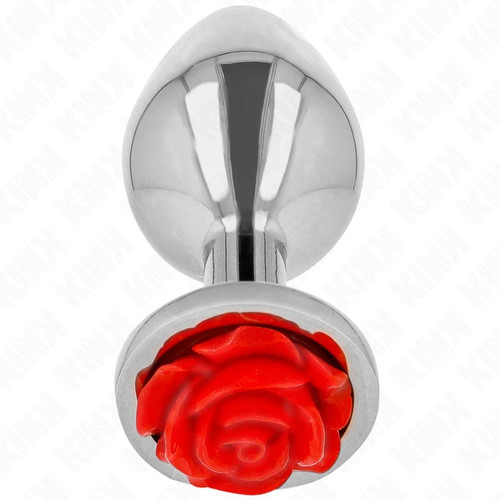 Plug anale metallo con rosa - plug,